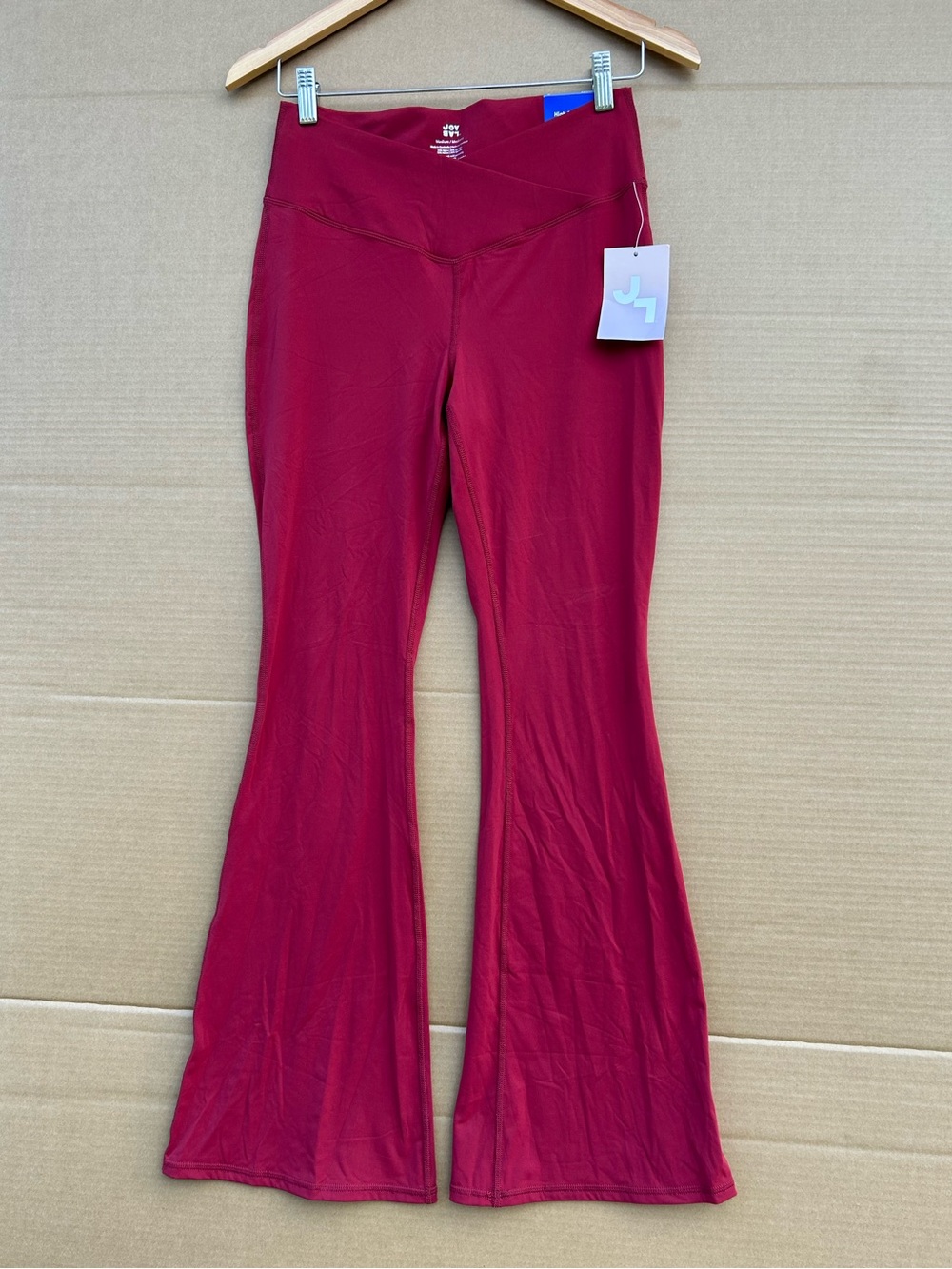JoyLab High Rise Leggings Flare Extra Long Length Burgundy Red Medium Women NWT